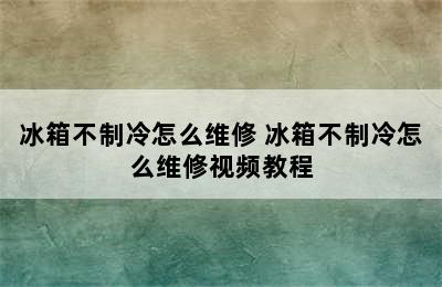 冰箱不制冷怎么维修 冰箱不制冷怎么维修视频教程